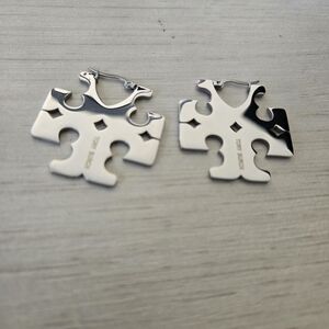 Tory Burch Silver Puzzle Piece Earrings